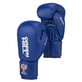 Боксерские перчатки SUPER одобренные Федерацией бокса России синие